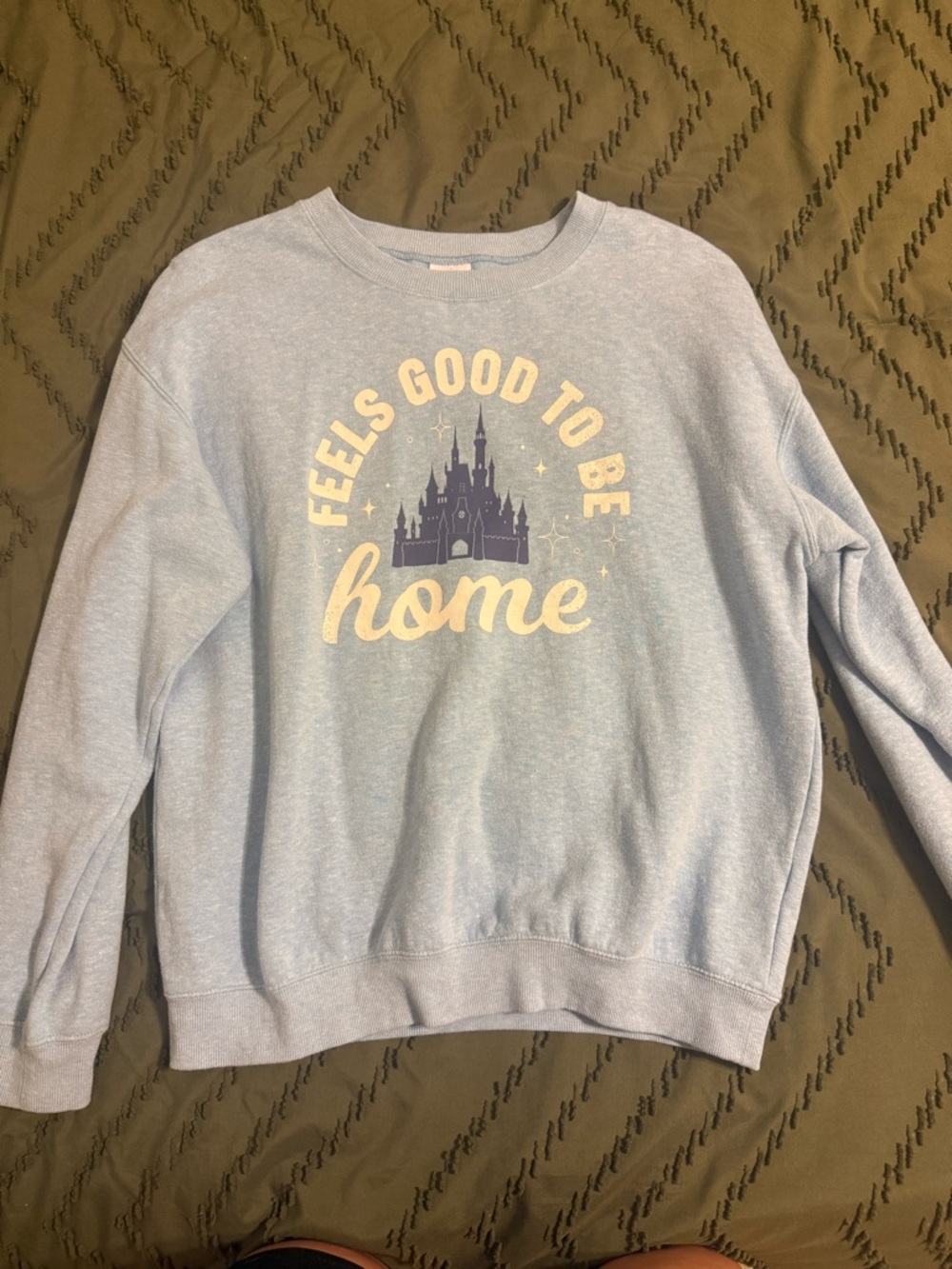 Disneyland Feels Good To Be Home Light Blue Graphic Sweatshirt